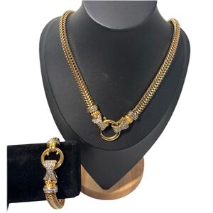 Elegant Gold and Silver Necklace and Bracelet Set
